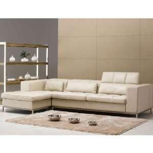    Tosh Furniture Beige Leather Sectional Sofa: Home & Kitchen