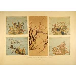  1883 Chromotypograph Japanese Tapestries Floral Edo Period 