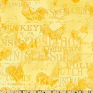   Roosters Toile Yellow Fabric By The Yard: Arts, Crafts & Sewing