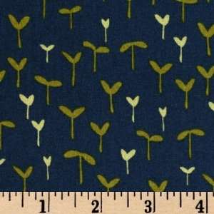   Garden Seedlings Navy Blue Fabric By The Yard: Arts, Crafts & Sewing