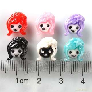 70x New Mixed Colorful Charms Little Girl Head Resin Craft 
