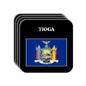 US State Flag   TIOGA, New York (NY) Set of 4 Mini Mousepad Coasters