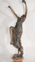 Bronze Deco Mask Dancer Figurine Signed Descomps  