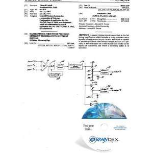 NEW Patent CD for MASTER TIMING CIRCUIT FOR PROVIDING DIFFERENT TIME 