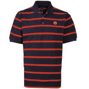 Auburn Tigers Navy Blue Orange Kenneth Stripe Polo:  Sports 