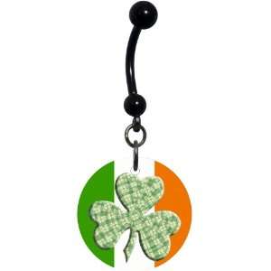  Ireland Green Plaid Shamrock Belly Ring Jewelry
