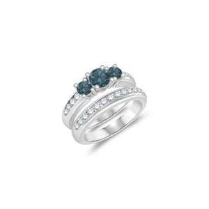  1.30 Cts Blue & White Diamond Three Stone Engagement Ring 