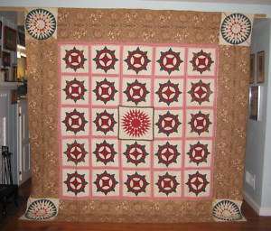 ANTIQUE CROWN OF THORNS QUILT 1830S VERMONT  