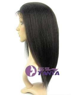 Full Lace Wig Italian Yaki Straight 100% Human Hair Indian Remy 14 