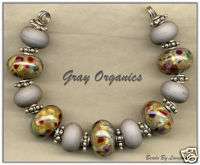 BBL Lampwork Beads Gray Organics Handmde Glass Set SRA  