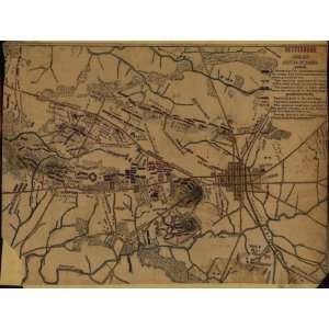   War Map Gettysburg. Third day. Position of troops.