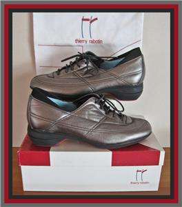 THIERRY ROBATIN Milan Oxford Pewter Black leather shoe Sz 8 38.5 R$450 