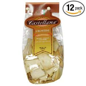 Castellana Crostini Italian Crackers, Traditional, 7 Ounce Bags (Pack 