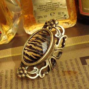 Fashion Leopard Design Hollow Out Carving Flower Ring  