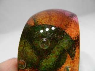 UNUSUAL CONTEMPORARY STUDIO ART GLASS PAPERWEIGHT SIGNED BY ARTIST 