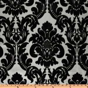  60 Wide Dior Flocked Damask Silver/Black Fabric By The 