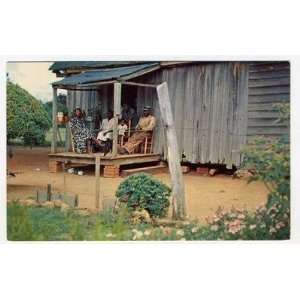  Black Family on Porch at Home in Rural Dixie Postcard 