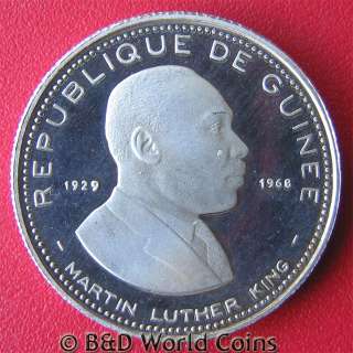 GUINEA 1969 100 FRANCS SILVER PROOF MARTIN LUTHER KING MINT9,700 RARE 