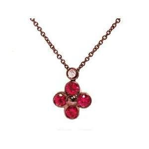 18k Blacken White Gold Diamond & Pink Ruby Drop Pendant Necklace Ct.tw 