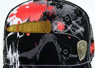 Red Monkey HEAD SHOT Trucker Cap Hat Black embroidered Skull 