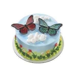  Glitter Butterfly Cake Topper Set of 2: Kitchen & Dining