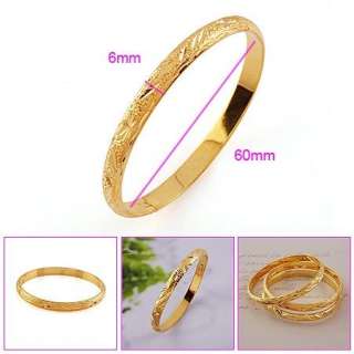 3Pcs Womens Carved Bracelet 18k Gold Filled Ladys Bangle Bracelet 