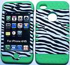   Silicone Rubber Cover Case APPLE iPhone 4 4S PK Zebra WHITE  