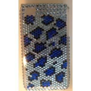 Rhinestone Diamond Blings Blue Leopard Back Hard Cover Case For iPhone 