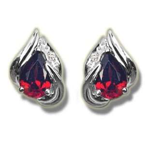  .015 ct 7X5 Pear Garnet Earring White Jewelry