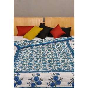  Bed Size Jaipuri Reversible Quilt with Hand Block Print Work Size 