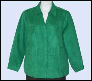 CATO WOMAN GREEN FAUX SUEDE SHIRT TOP BLOUSE 18 20W  