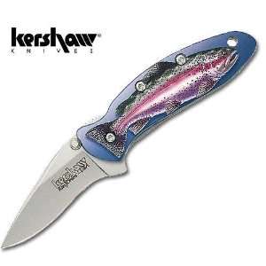  Kershaw Chive Folding Knife Trout Scene