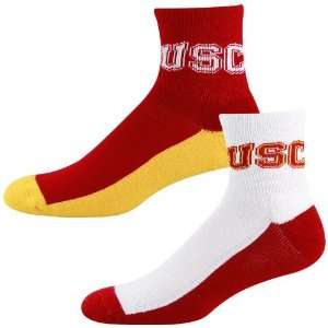  USC Trojans Tri color Two Pack Quarter Socks: Sports 