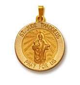 14K GOLD 11mm SMALL St Saint Jude Thaddeus medal charm  