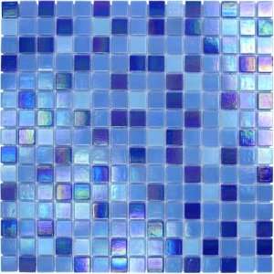  Cobalt Blue Iridescent Glass Tile Blend 3/4 x 3/4
