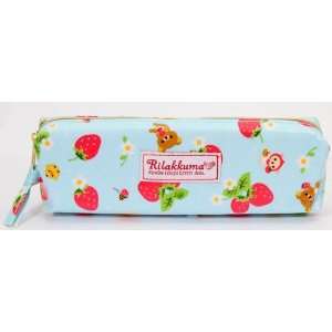 blue pencil case with bear strawberry flower from Japan