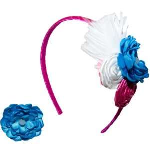  Miss Purple Feather and Silk Flower Headband and Coordinating Hair 