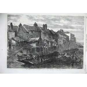   1867 Fine Art Houses Lambeth River Thames Boats Print: Home & Kitchen