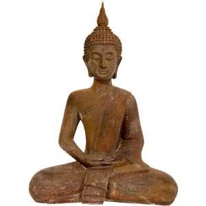17 Thai Sitting Zenjo in Rust Patina Buddha Statue 