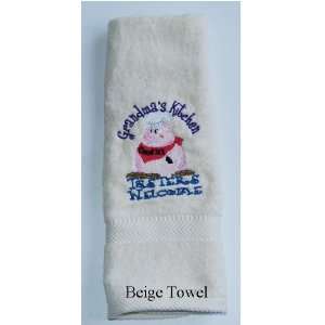  Kitchen Bath Beige Hand Towel Embroidered Grandmas 