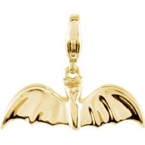  14K Yellow Gold Bat Charm Jewelry