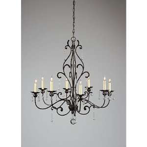   9434 Teardrops 8 Light Chandeliers in Old World Iron With Lead Crystal