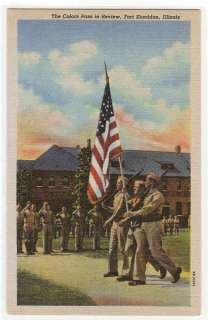 Color Guard Stars & Stripes Flag Fort Sheridan IL postcard  