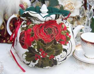 C4T CHRISTMAS Bouquet of red ROSES Fabric Teapot Tea Cozy Cosy  