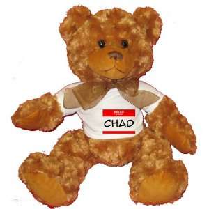   my name is CHAD Plush Teddy Bear with WHITE T Shirt: Toys & Games