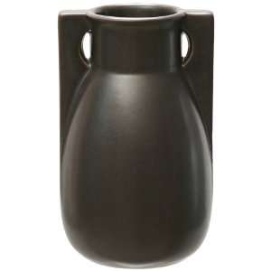  Teco Pottery Dark Brown Two Buttress Vase