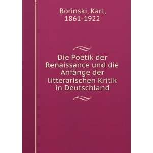   litterarischen Kritik in Deutschland Karl, 1861 1922 Borinski Books