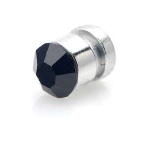 2x Magnetic Nice Earring STUD Plug Round 4mm Black CZ  
