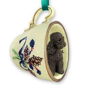  Chocolate Poodle Teacup Christmas Ornament: Home & Kitchen