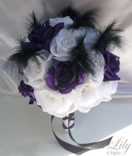  Wedding Bridal Bouquet Flower Decoration Bride Groom Package PURPLE 